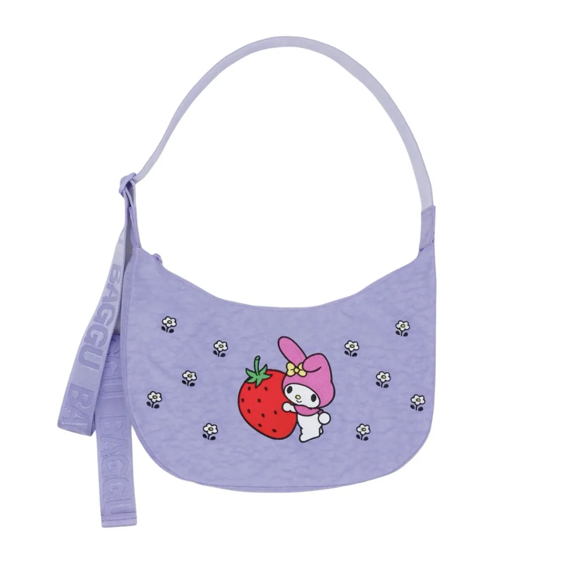 Baggu Embroidered My Melody Strawberry Medium Nylon Crescent Bag *Pre-Order*