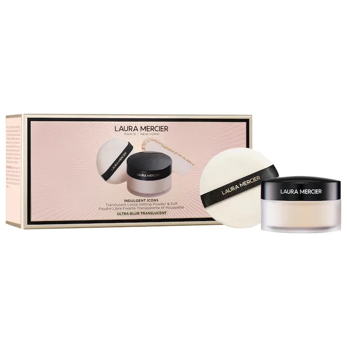 Laura Mercier Indulgent Icons Ultra-Blur Translucent Loose Setting Powder & Velour Puff Duo Gift Set *Pre-Order*