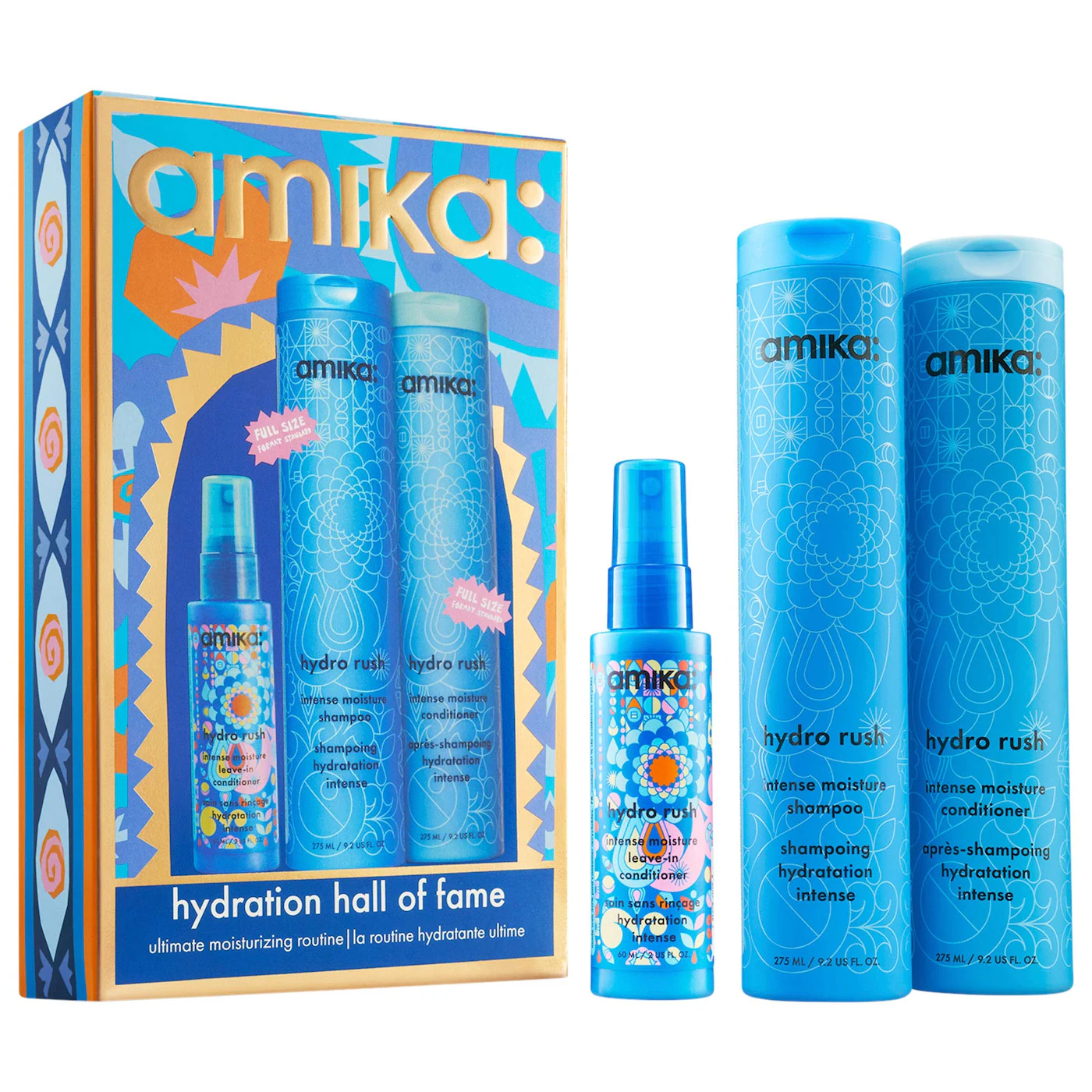amika | Hydration Hall of Fame Gift Set (Set de shampoo, acondicionador y leave-in hidratante para el cabello)