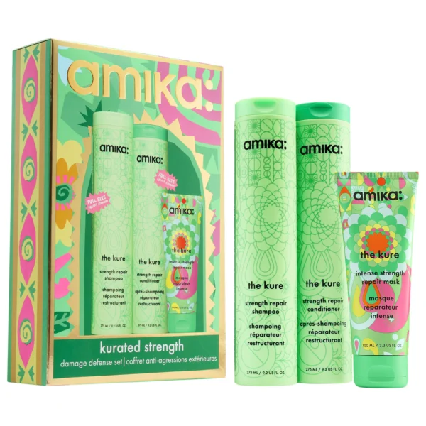 amika | Kurated Strength Hair Gift Set (Set de shampoo, acondicionador y mascarilla fortalecedora para el cabello)