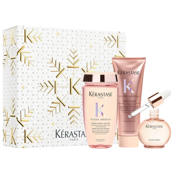 Kérastase | Gloss Absolu Trio Gift Set for Glossy Hair (Set de shampoo, acondicionador y aceite para brillo y antifrizz)